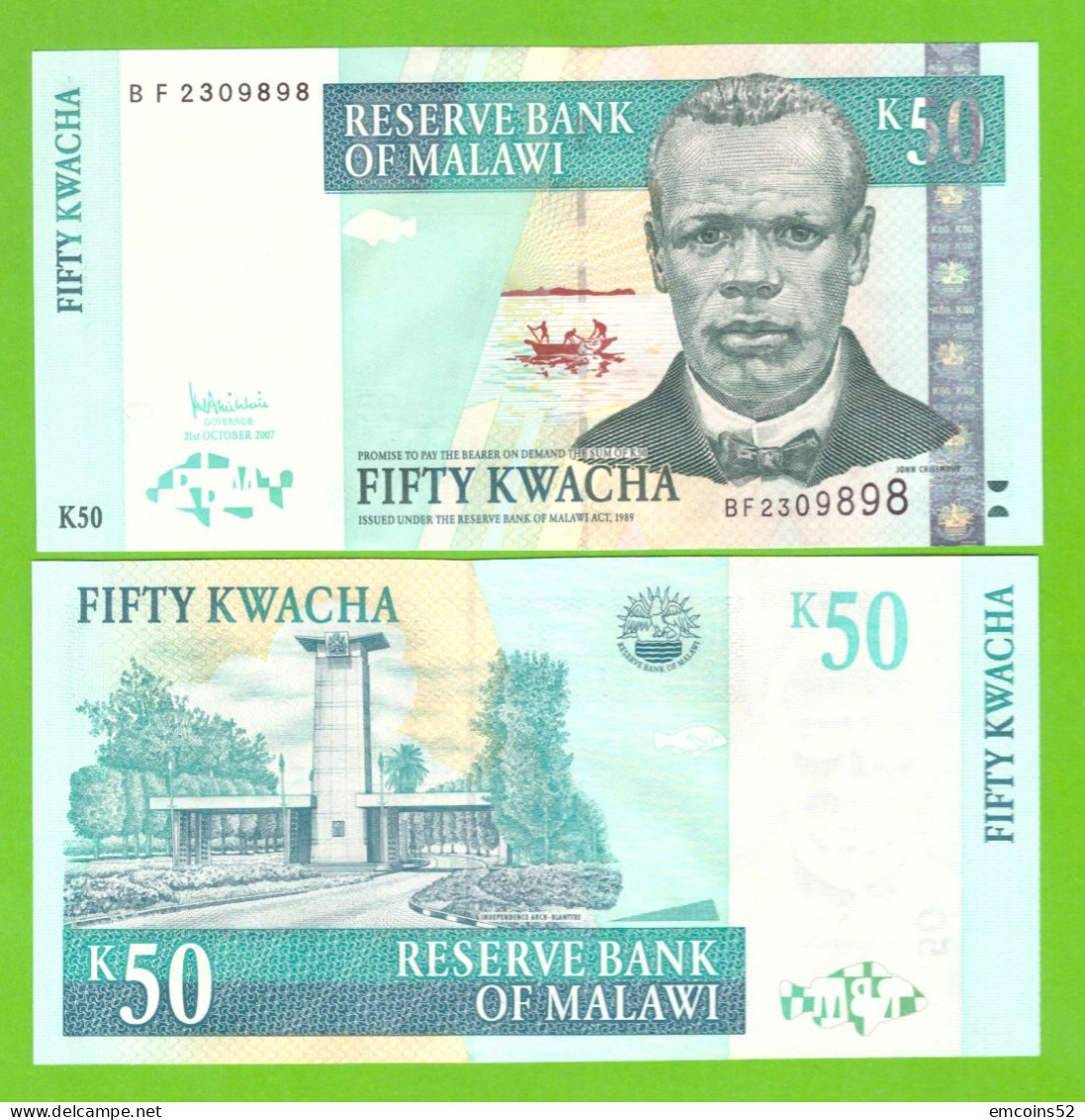 MALAWI 50 KWACHA 2007 P-53c UNC - Malawi