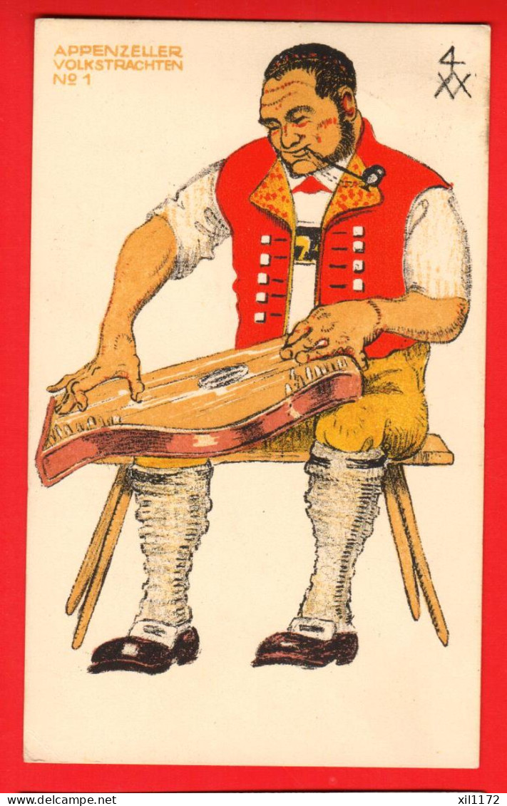 ZWE-26  Zitter Litho Appenzeller Volkstrachten Nr 1. An Rückseite Bruttiseller Schuwaren. Gelaufen Feldpost 1915  - Appenzell