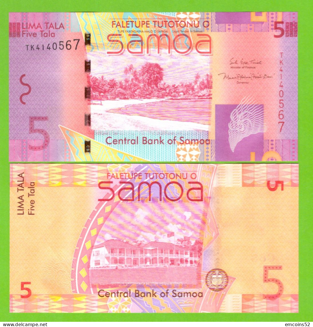 SAMOA 5 TALA 2012 P-38b UNC - Samoa