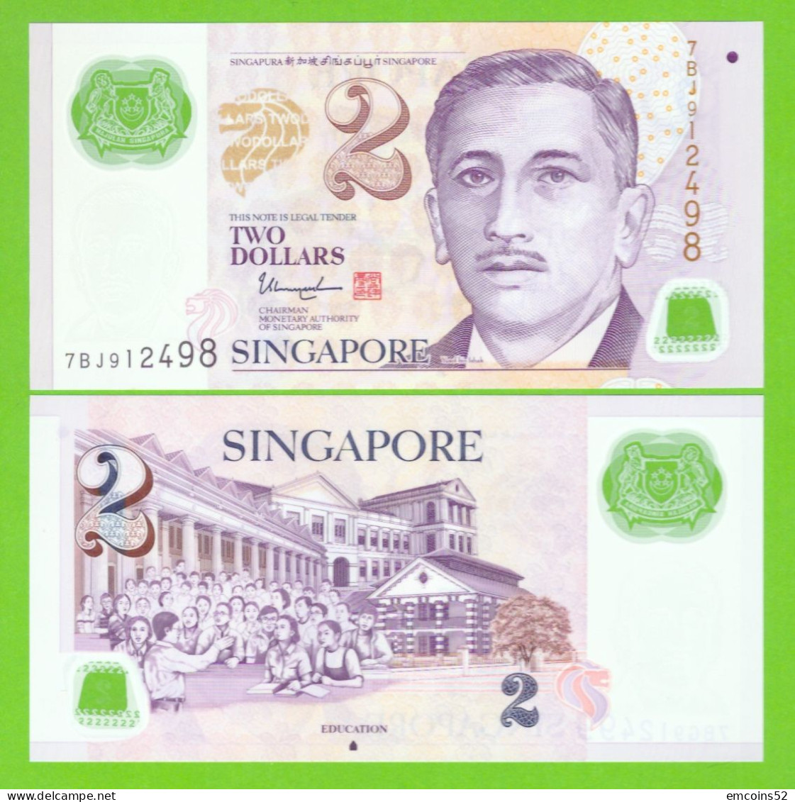 SINGAPORE 2 DOLLARS 2021 P-46n UNC - Singapore