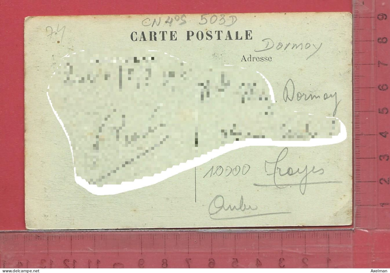 CARTE NOMINATIVE :  DORMOY  à  10000  Troyes - Genealogy