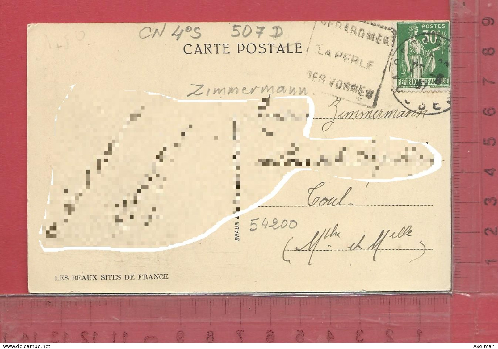 CARTE NOMINATIVE :  ZIMMERMANN  à  54200  Toul - Genealogy