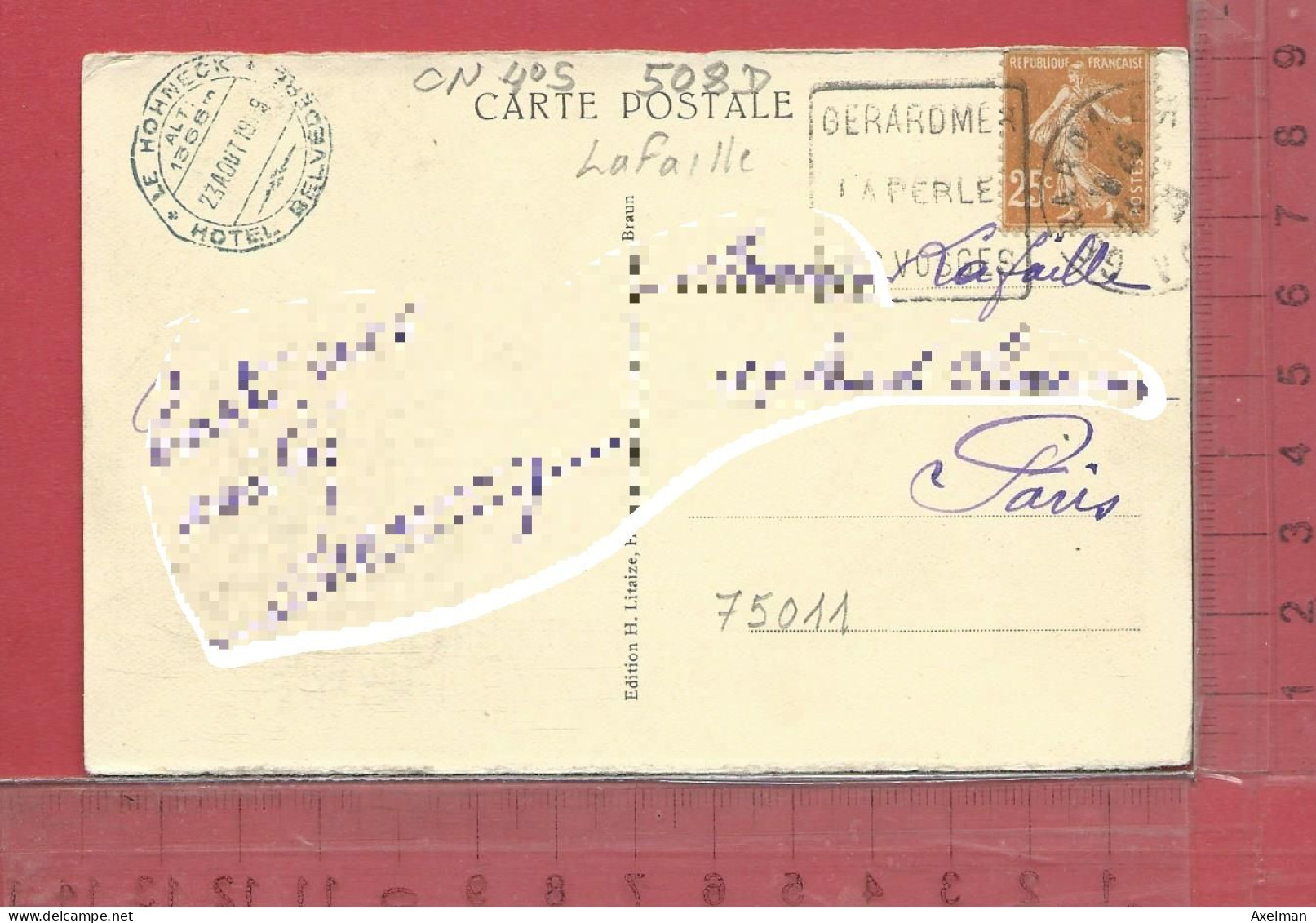 CARTE NOMINATIVE :  LAFAILLE  à  75011  Paris - Genealogy