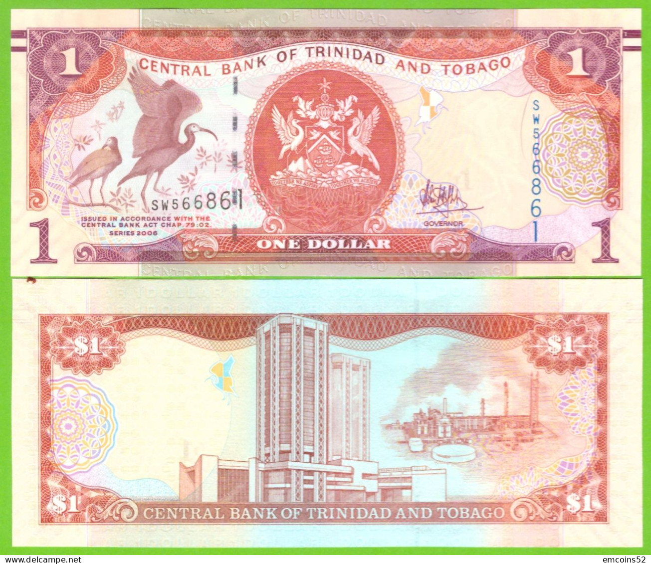 TRINIDAD & TOBAGO 1 DOLLAR 2006 P-46A(2) UNC - Trinidad & Tobago