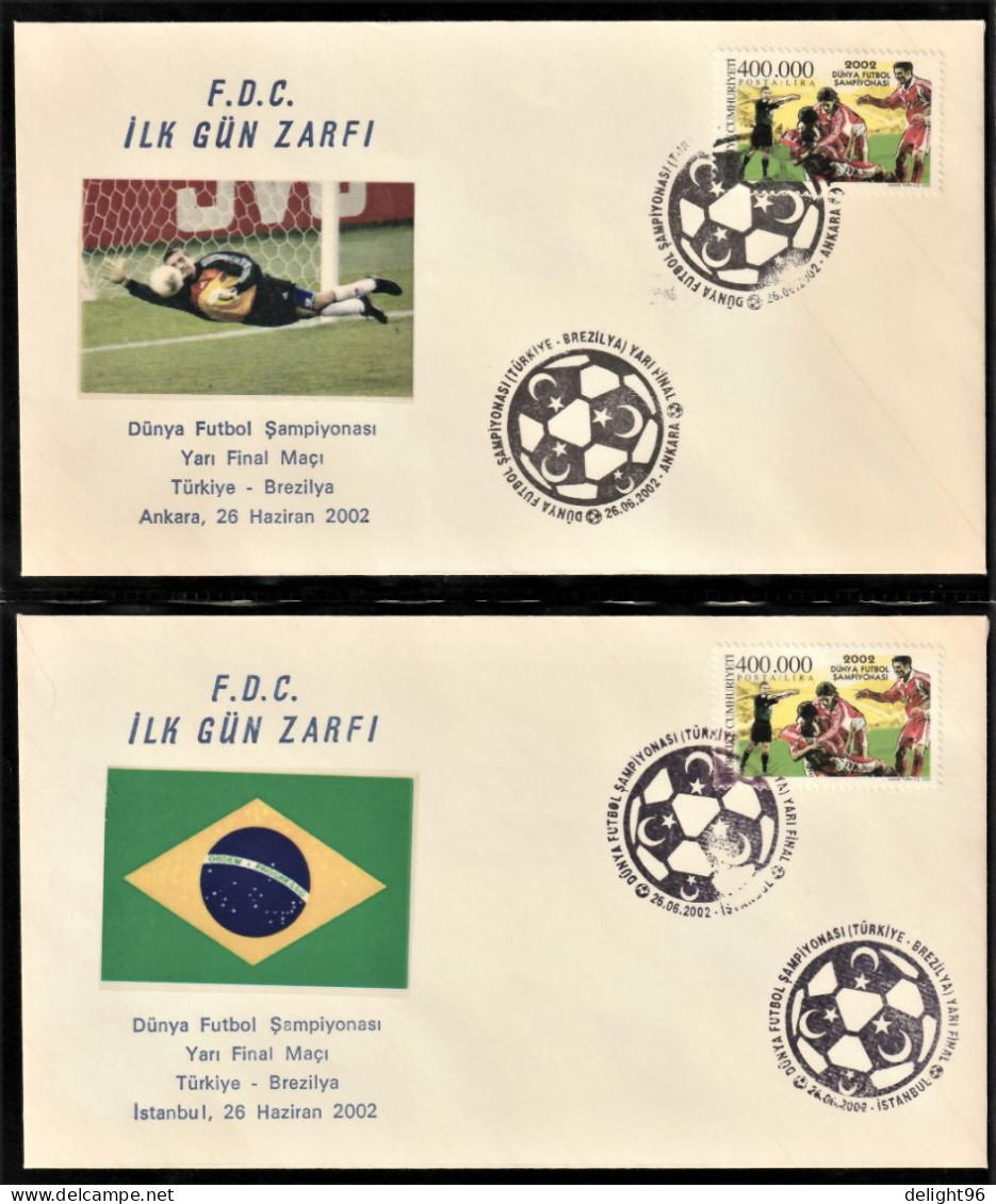 2002 Turkey Semifinal Match Vs. Brazil At FIFA World Cup In South Korea/Japan Commemorative Cover And Cancellations Set - 2002 – Zuid-Korea / Japan