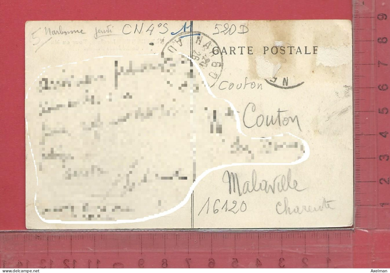 CARTE NOMINATIVE :  COUTON (  Demoy )  à  16120  Malaville - Genealogie