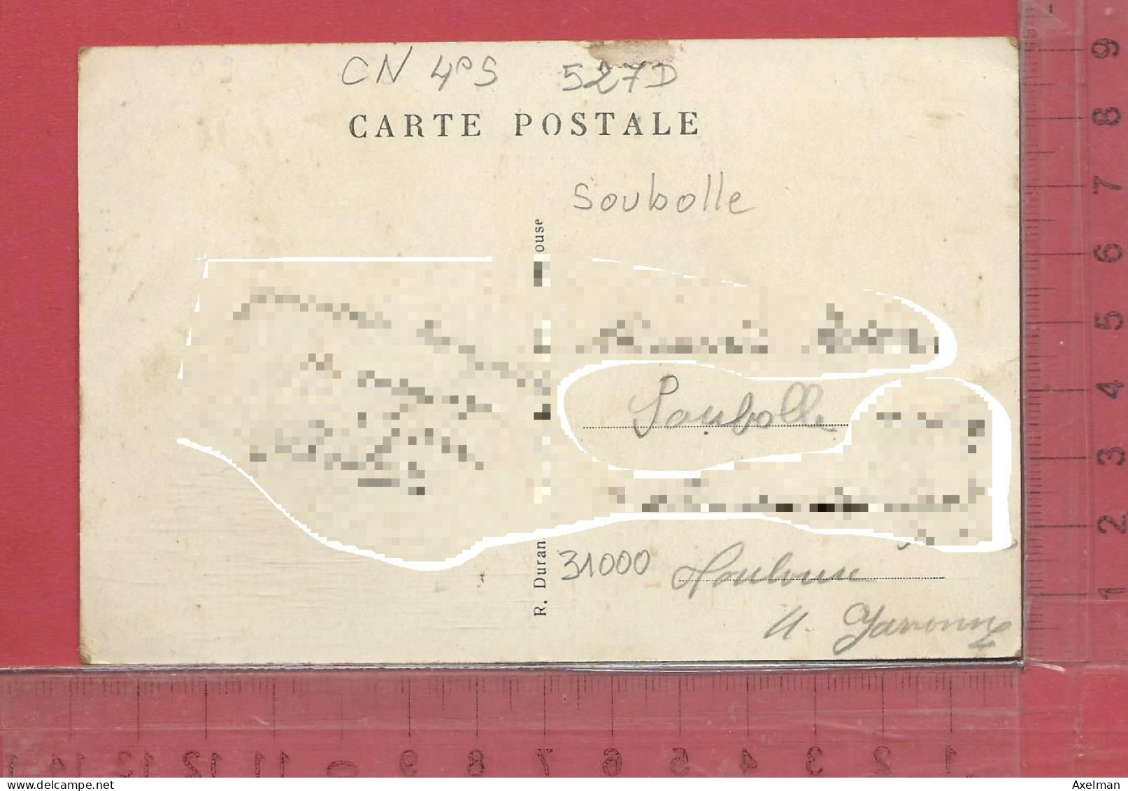 CARTE NOMINATIVE :  SOUBOLLE  à  31000  Toulouse - Genealogy