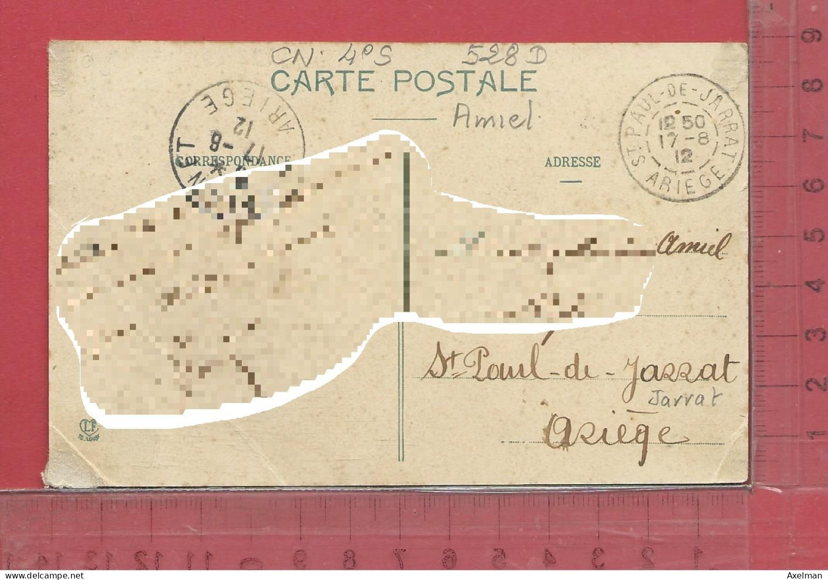 CARTE NOMINATIVE :  AMIEL  ( Café )  à  Saint-Paul-de-Jarrat - Genealogy