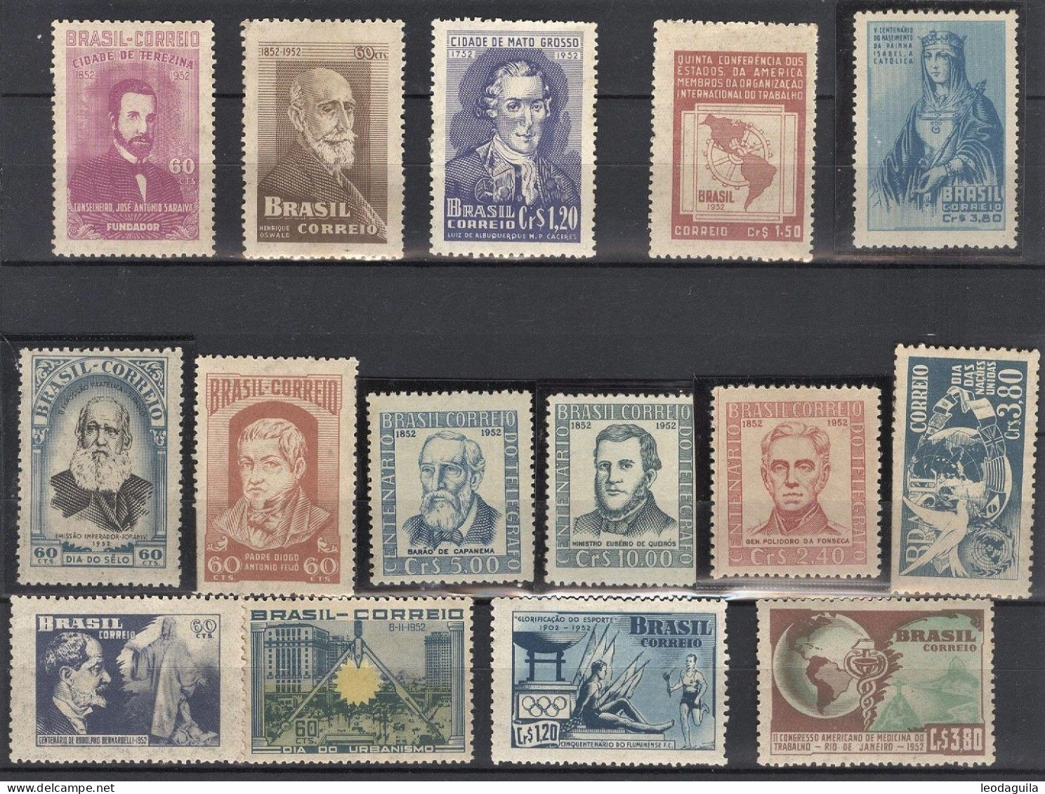 BRAZIL 1952   FULL YEAR COLLECTION  - 15 UNUSED COMMEMORATIVES STAMPS - Annate Complete