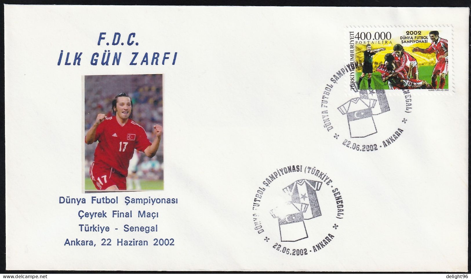 2002 Turkey Quarterfinal Match Vs. Senegal At FIFA World Cup In South Korea/Japan Commemorative Cover And Cancellation - 2002 – Zuid-Korea / Japan