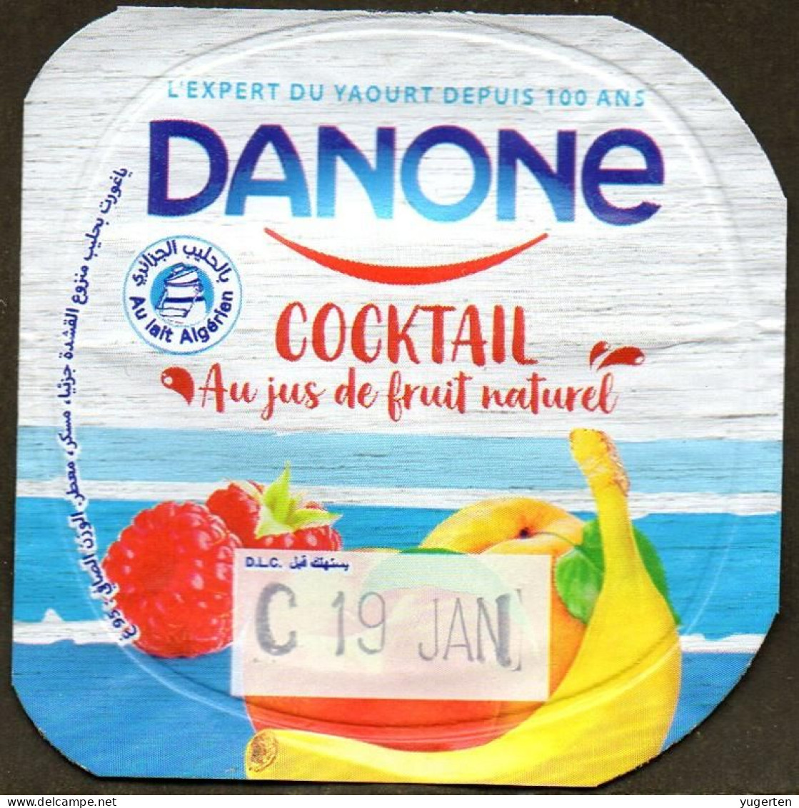 Label Opercule Cover Yaourt Yogurt " Danone " Cocktail Yoghurt Yoghourt Yahourt Yogourt - French Script - Opercules De Lait