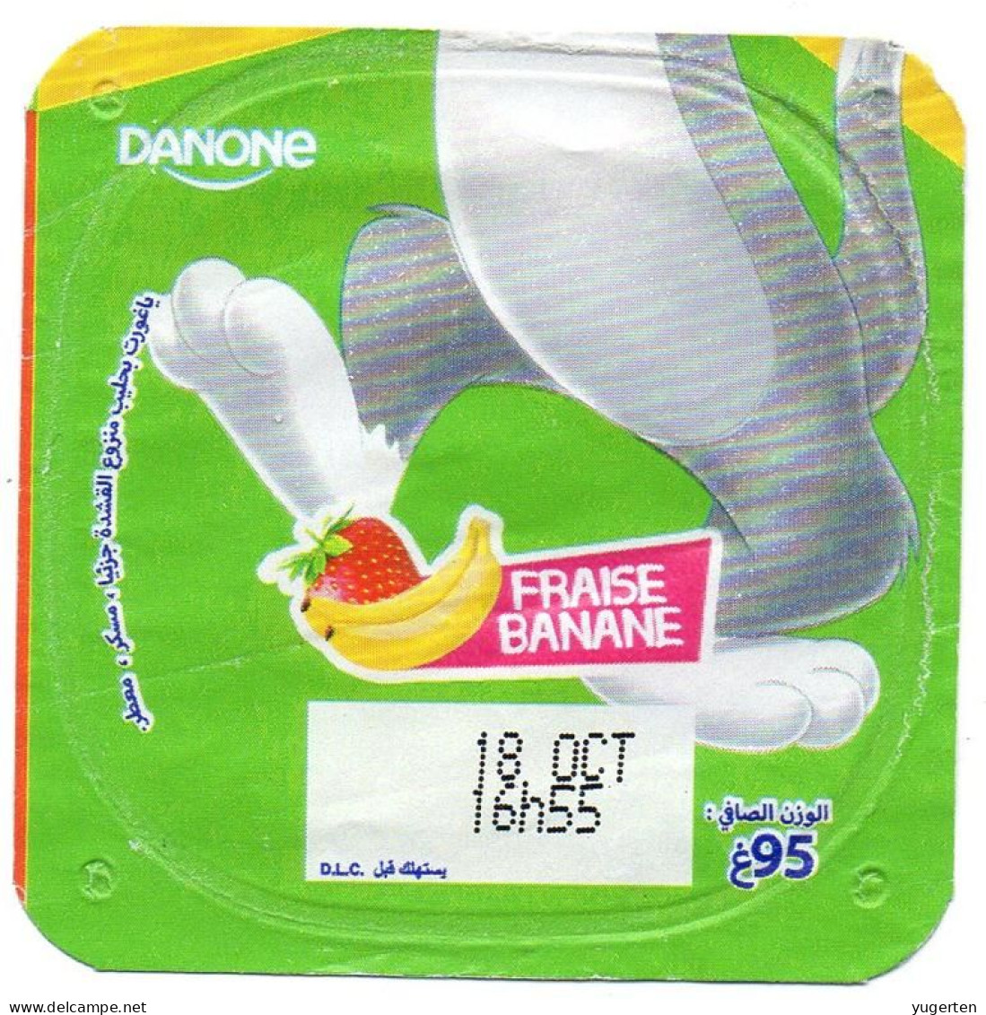 Label - Opercule Cover Yaourt Yogurt " Danone " Tom & Jerry Disney Strawberry Banana Yoghurt Yoghourt Yahourt Yogourt - Opercules De Lait