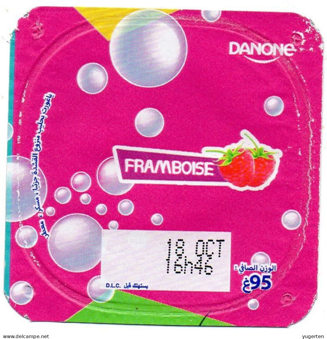 Label Opercule Cover Yaourt Yogurt " Danone " Tom & Jerry Disney Raspberry Framboise Yoghurt Yahourt Yogourt - Milk Tops (Milk Lids)