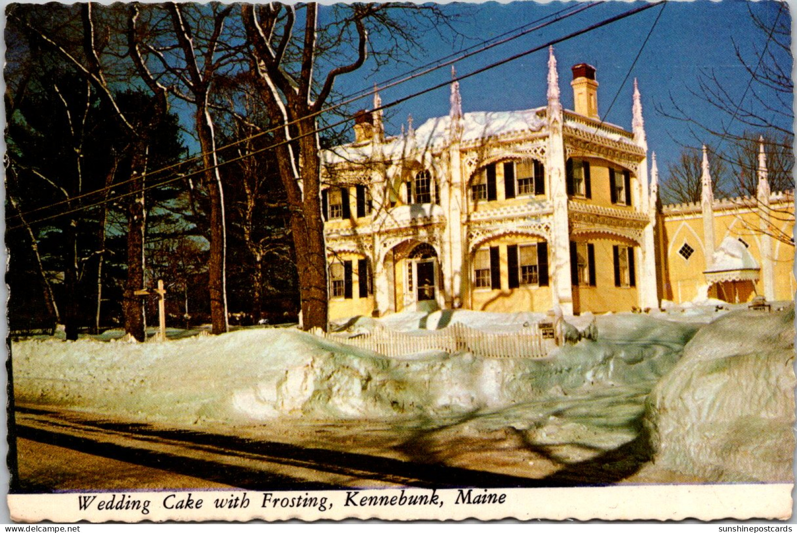 Maine Kennebunk Wedding Cake House With Frosting Winter Scene 1981 - Kennebunkport