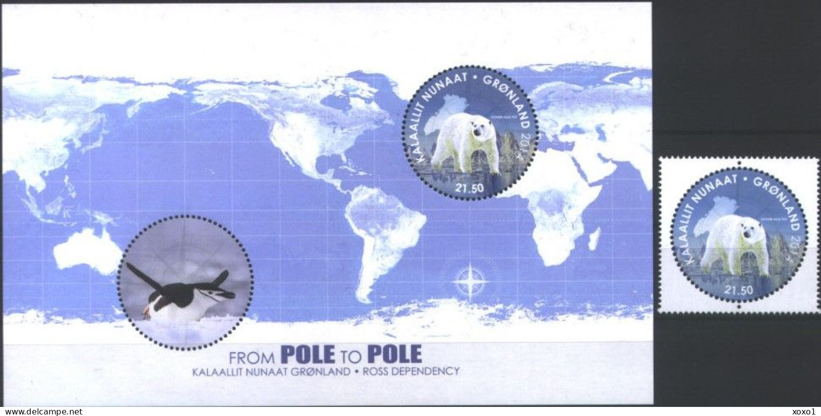 Greenland 2014 MiNr. 680 (Block 70) Dänemark Grönland Ross Antarctica Pole Bears BIRDS Penguins 1v + S\sh MNH** 13.00 € - Faune Arctique