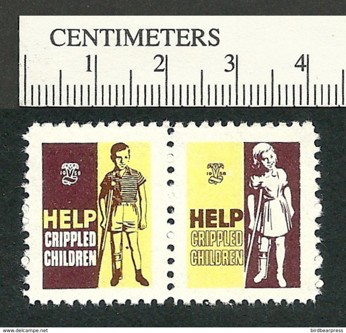 B55-31 CANADA 1958 Crippled Children Easter Seals MNH English Pair - Werbemarken (Vignetten)