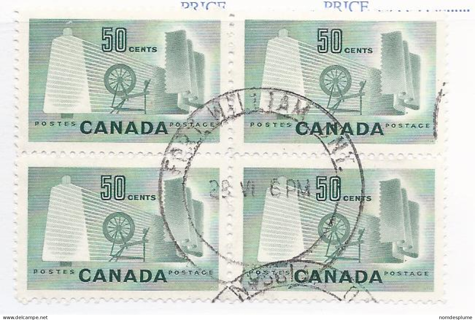 19247) Canada 1953  Block Ontario Closed Post Office Postmark Cancel - Oblitérés