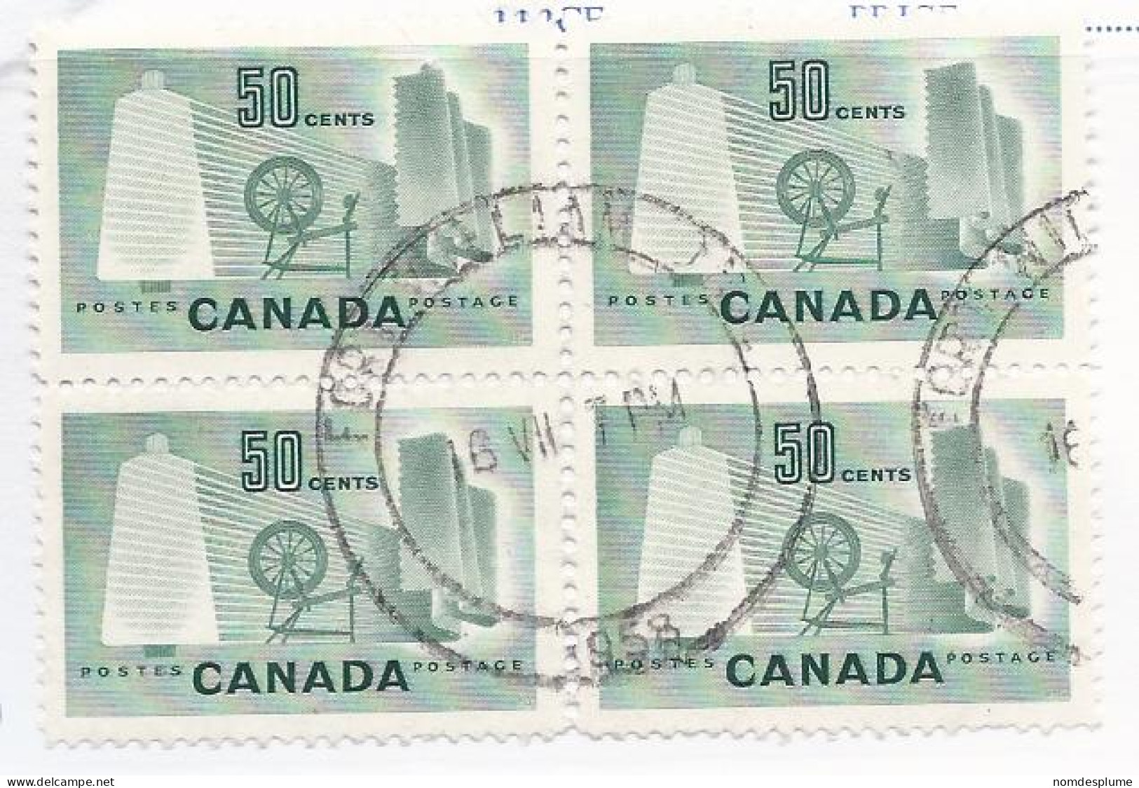 19248) Canada 1953  Block Ontario Closed Post Office Postmark Cancel - Gebruikt