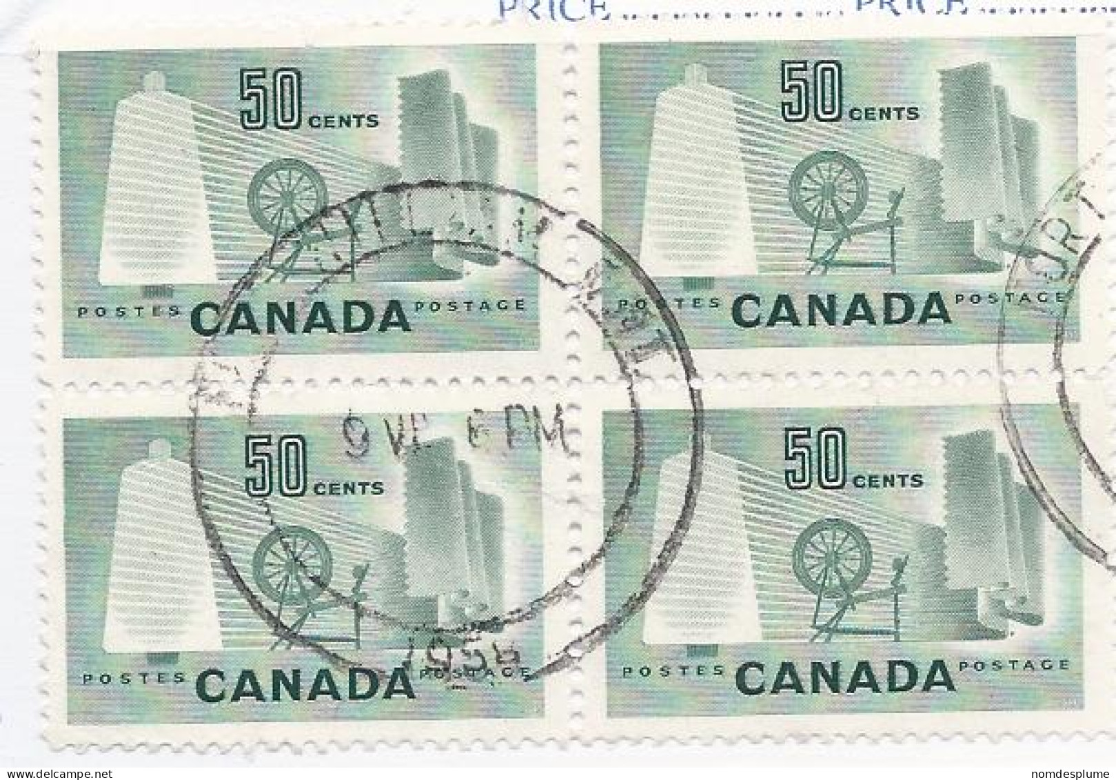 19249) Canada 1953  Block Ontario Closed Post Office Postmark Cancel - Oblitérés