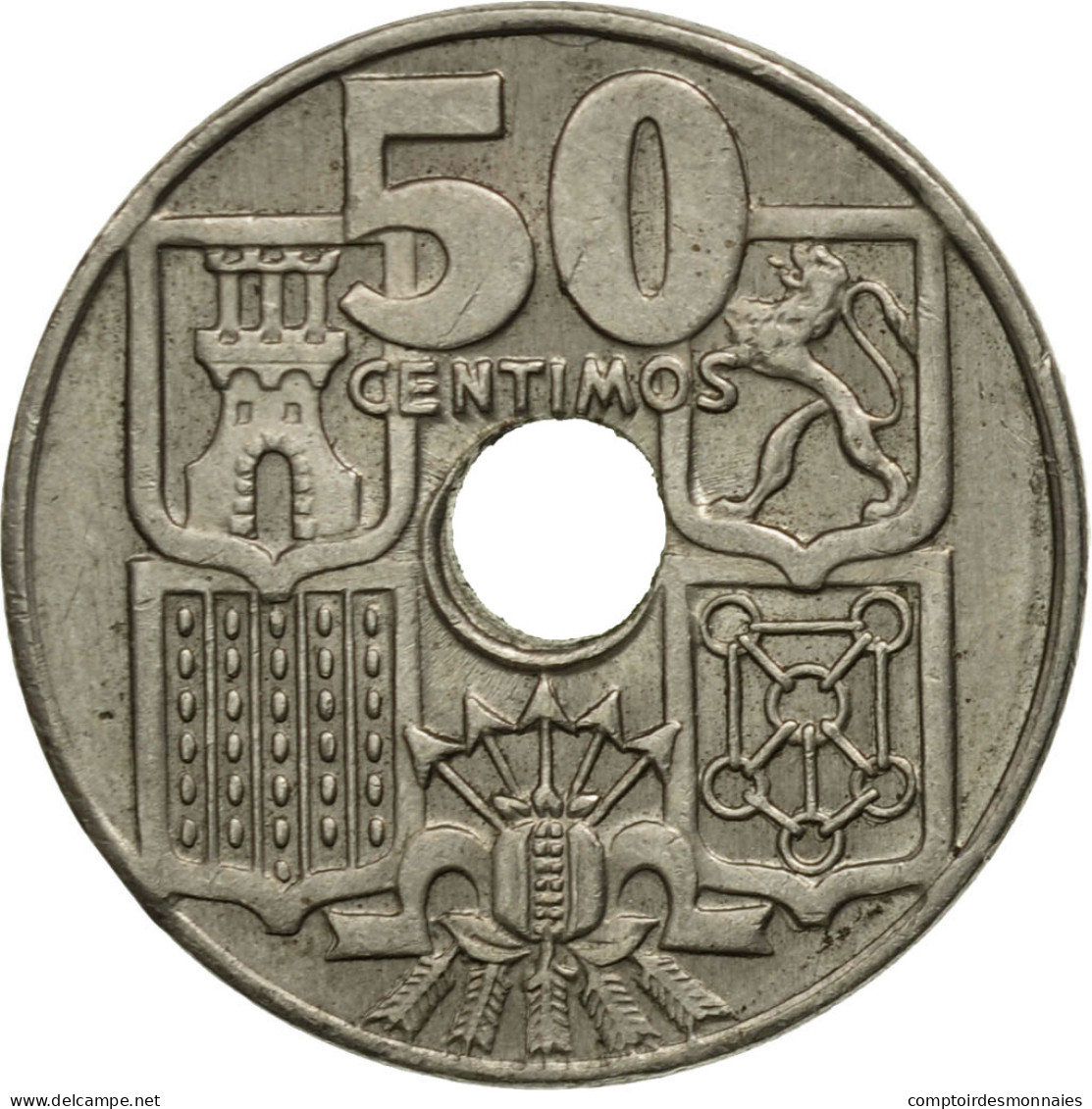 Monnaie, Espagne, Francisco Franco, Caudillo, 50 Centimos, 1949, TTB - 50 Centesimi