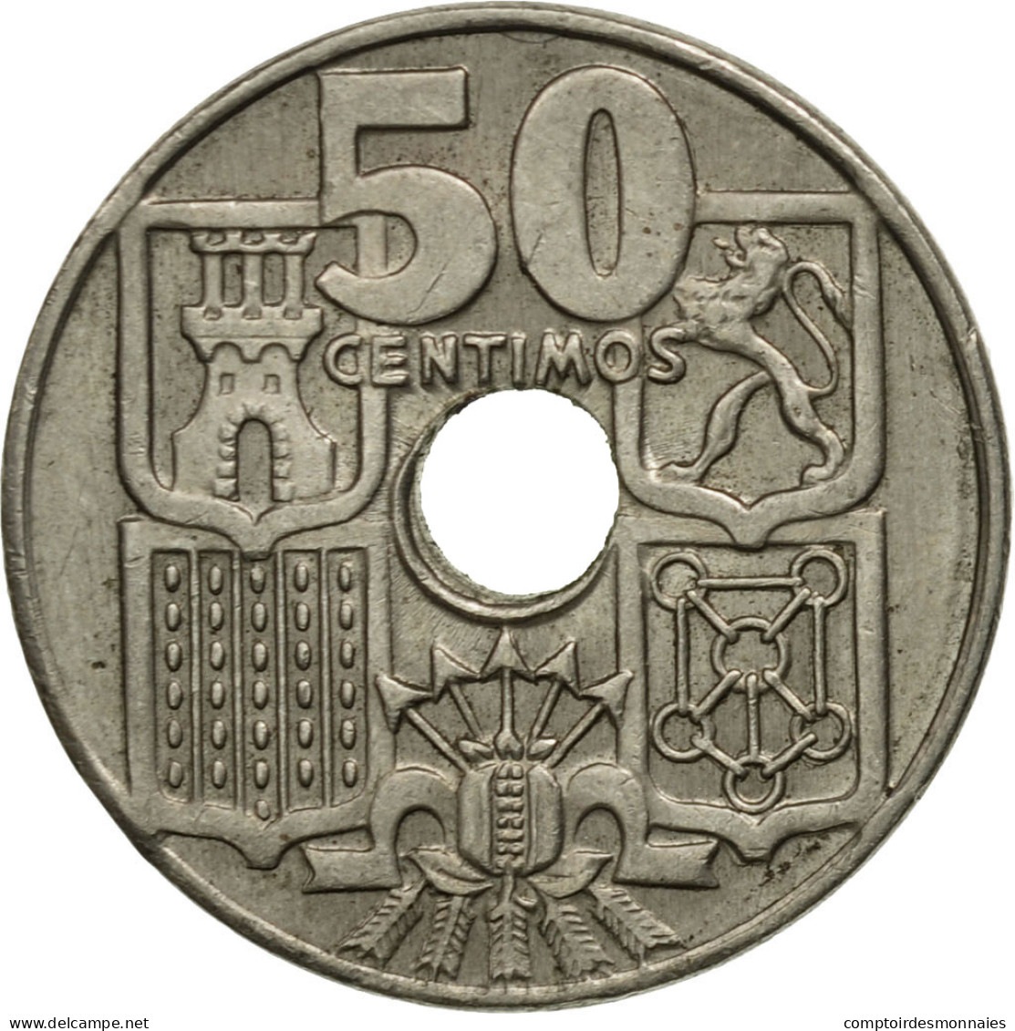 Monnaie, Espagne, Francisco Franco, Caudillo, 50 Centimos, 1949, TTB - 50 Centiem