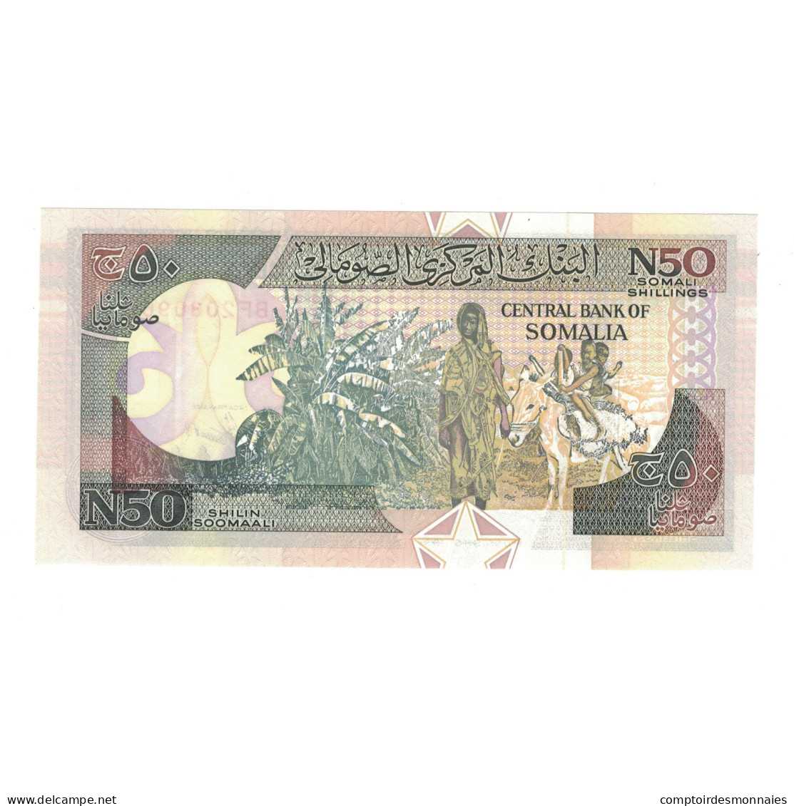 Billet, Somalie, 50 N Shilin = 50 N Shillings, 1991, 1991, KM:R2, SPL - Somalia
