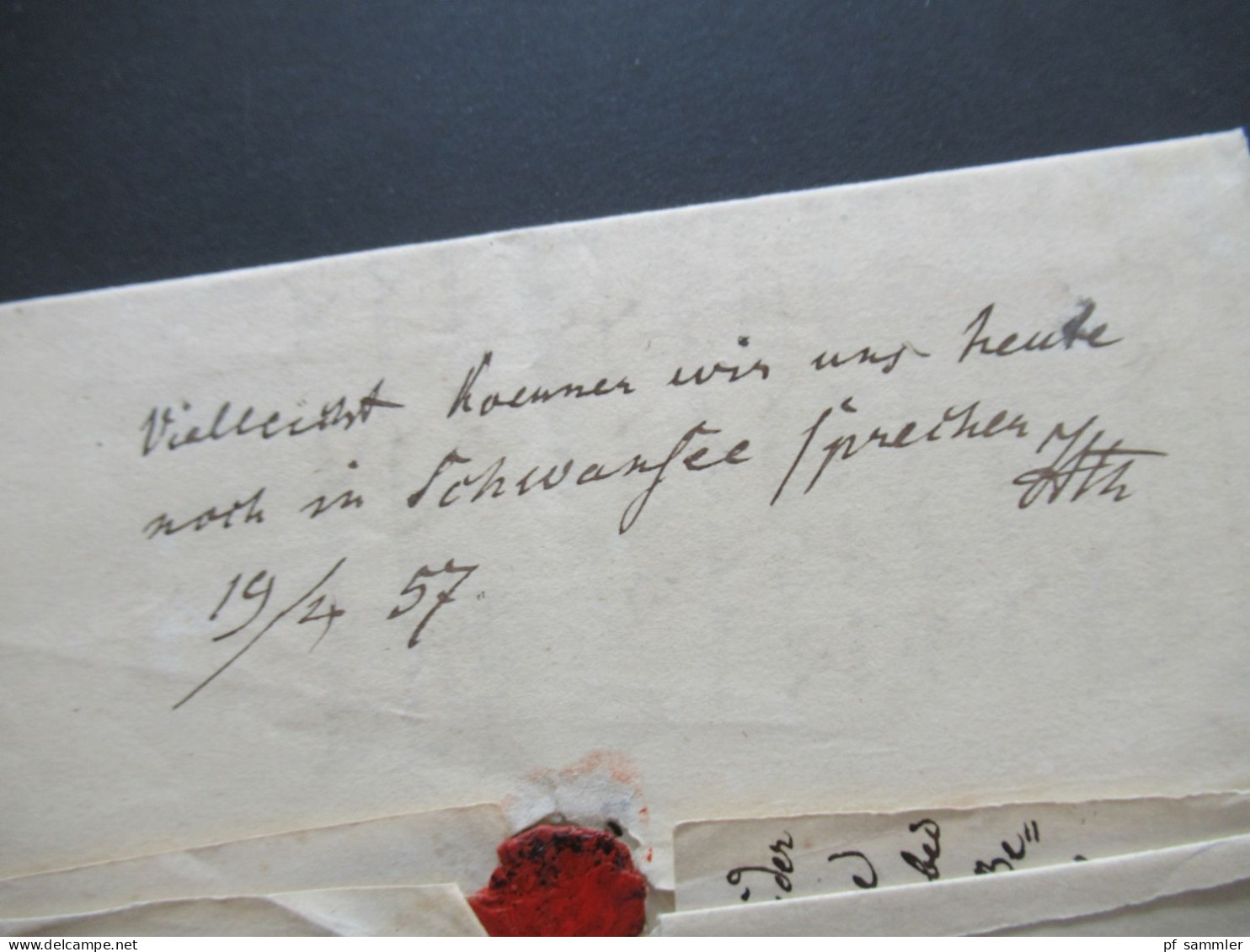 Preussen 1857 Raum Weimar Paketbegleitbrief Viel Inhalt Vermerk: Vielleoicht Können Wir Uns Heute Noch In Schwansee Tref - Lettres & Documents