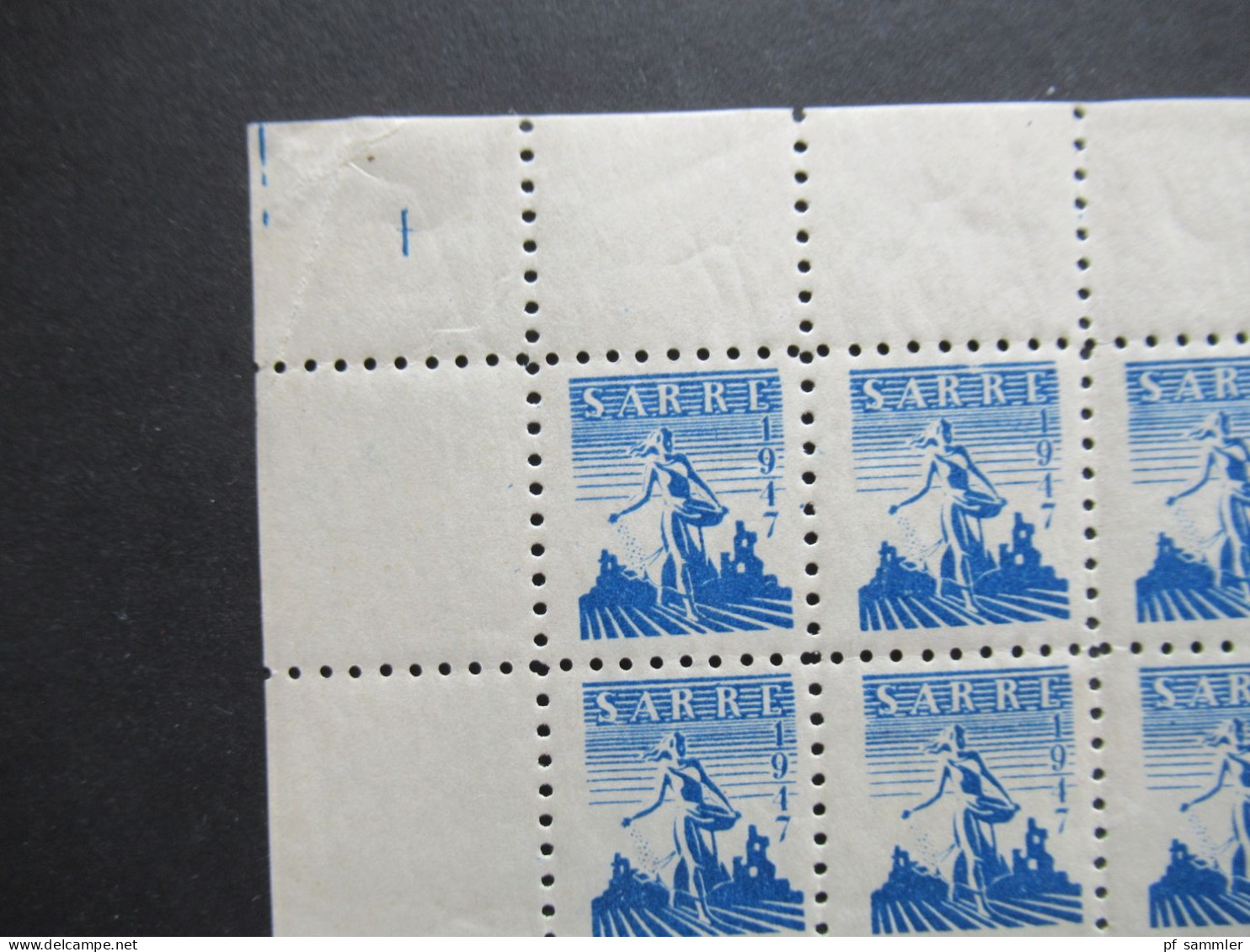 Saargebiet / Sarre 1947 Säerin / Privatpost / Private Marke ?! Im Postfrischen 50er Bogenteil / Halber Bogen!! ** - Unused Stamps