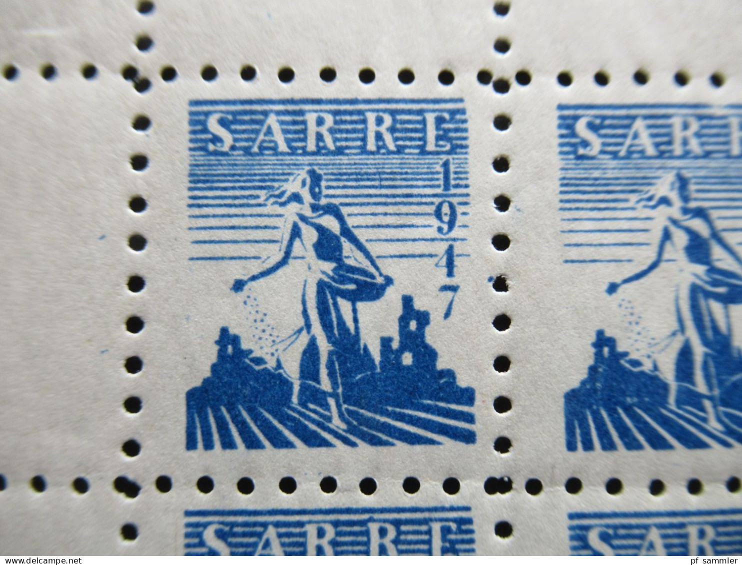 Saargebiet / Sarre 1947 Säerin / Privatpost / Private Marke ?! Im Postfrischen 50er Bogenteil / Halber Bogen!! ** - Unused Stamps