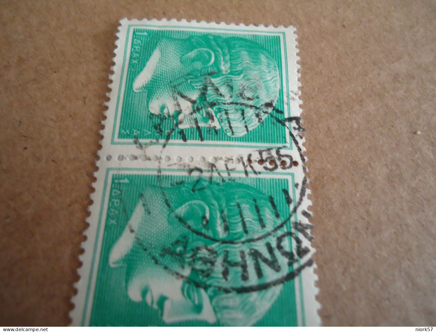 GREECE   POSTMARK ON STAMPS   ΚΑΛΛΙΘΕΑ ΑΘΗΝΩΝ 1955 - Poststempel - Freistempel