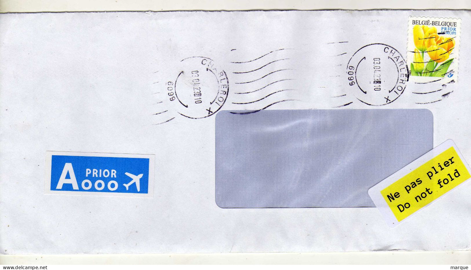 Enveloppe BELGIQUE BELGIE Oblitération CHARLEROI 04/038/2023 - Targhette