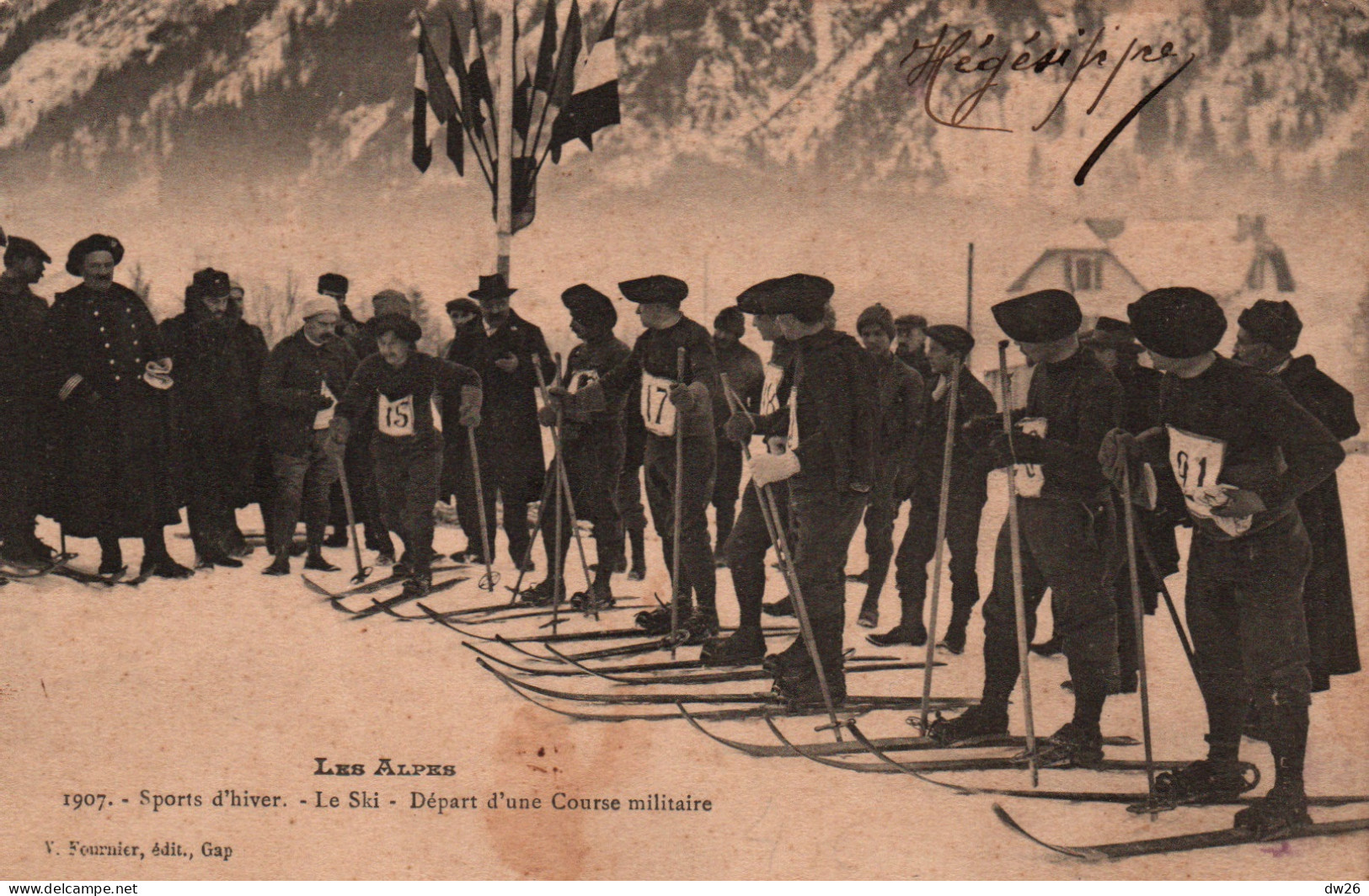 Sports D'hiver Dans Les Alpes - Le Ski: Départ D'une Course Militaire - Carte Fournier 1907 - Wintersport