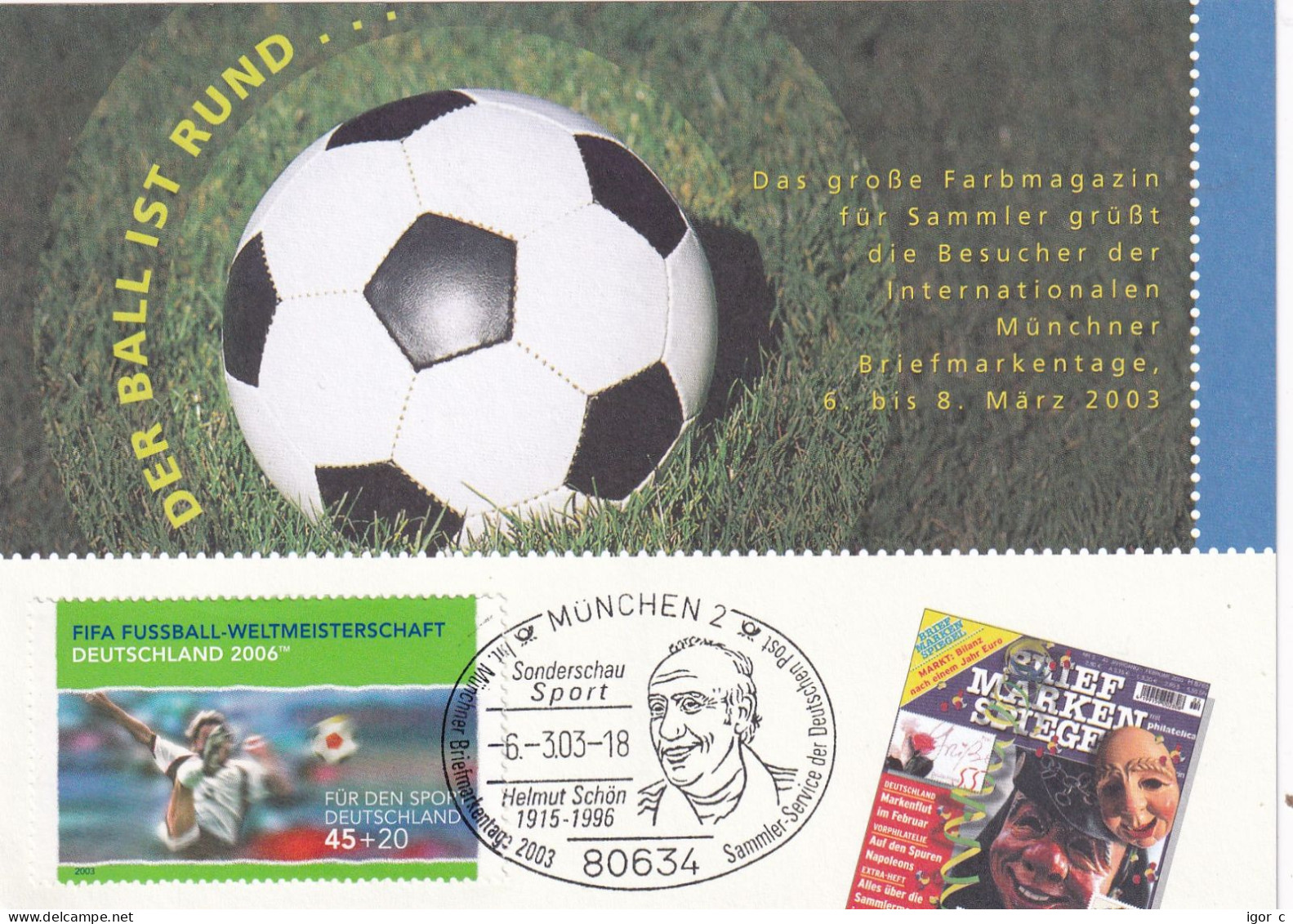 Germany 2003  Card: Football Fussball Soccer Calcio; Helmut Schön; FIFA World Cup 2006 - 2006 – Germany