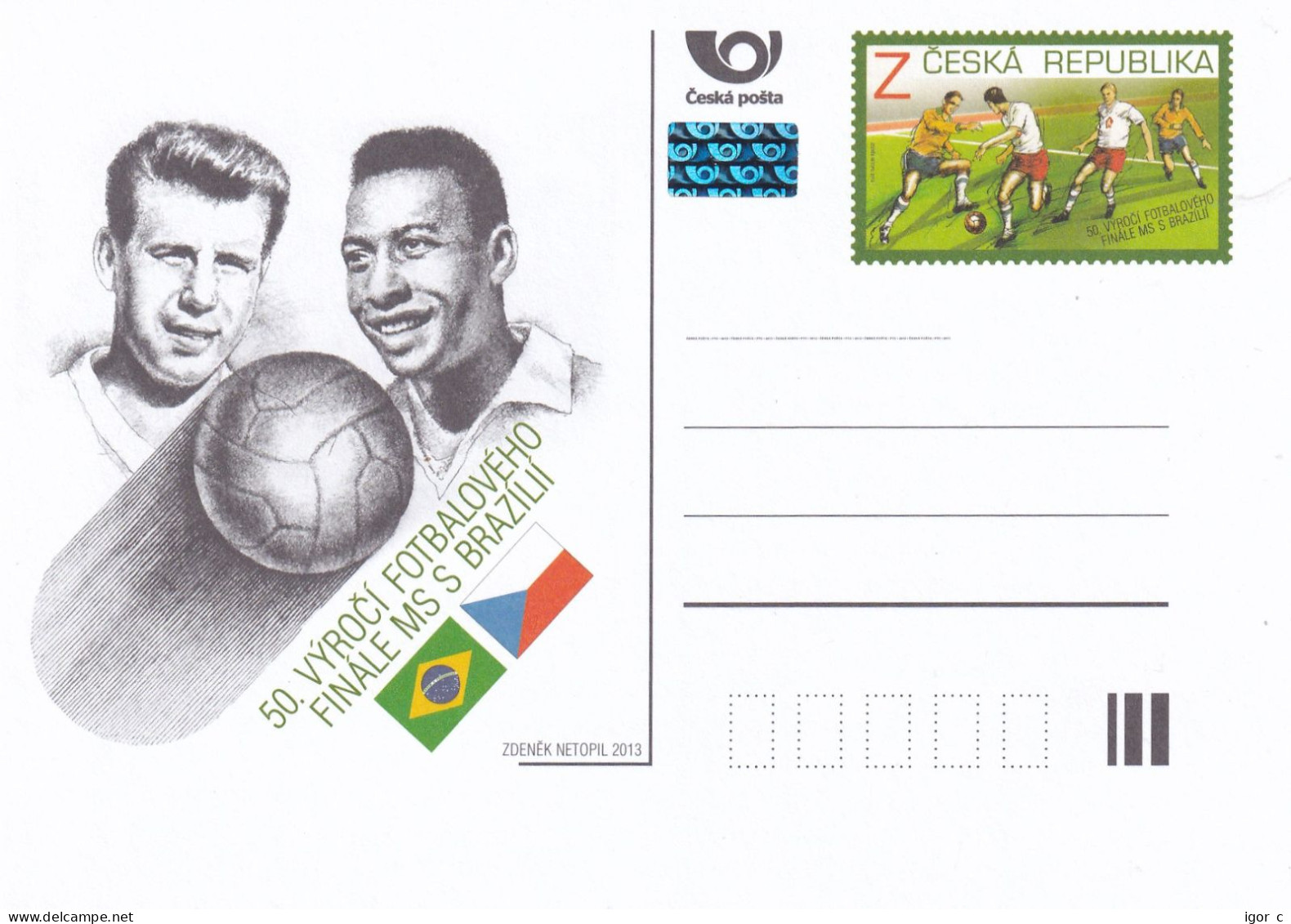 Czech Republic PS Card 2013: Football Fussball Soccer Calcio; FIFA World Cup Chille Chile Final Czechoslobvakia - Brazil - 1962 – Chili