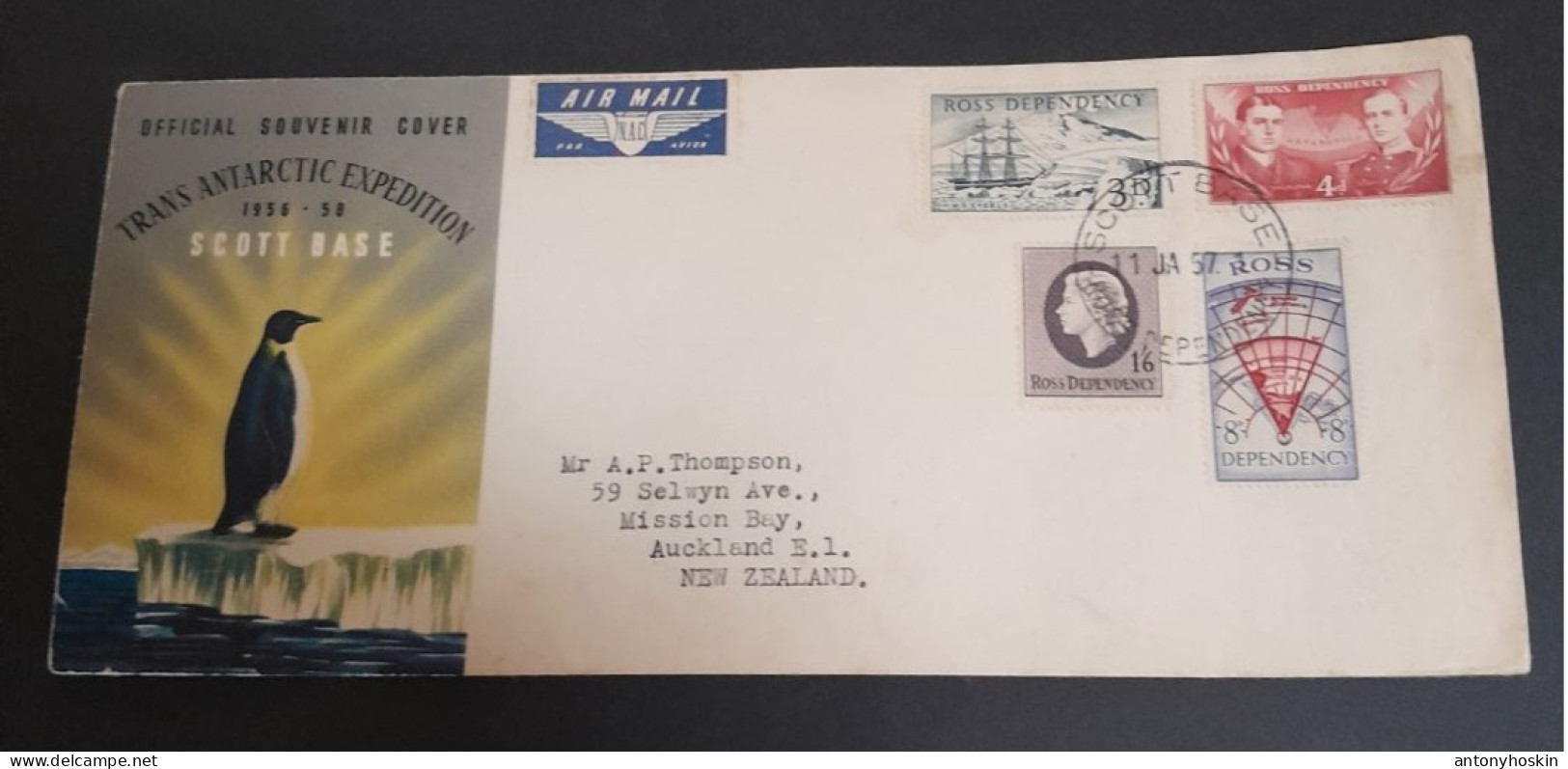 11 Jan 1957 Special Souvenir Cover Trans Antarctic  Expedition 1956-58 - Covers & Documents