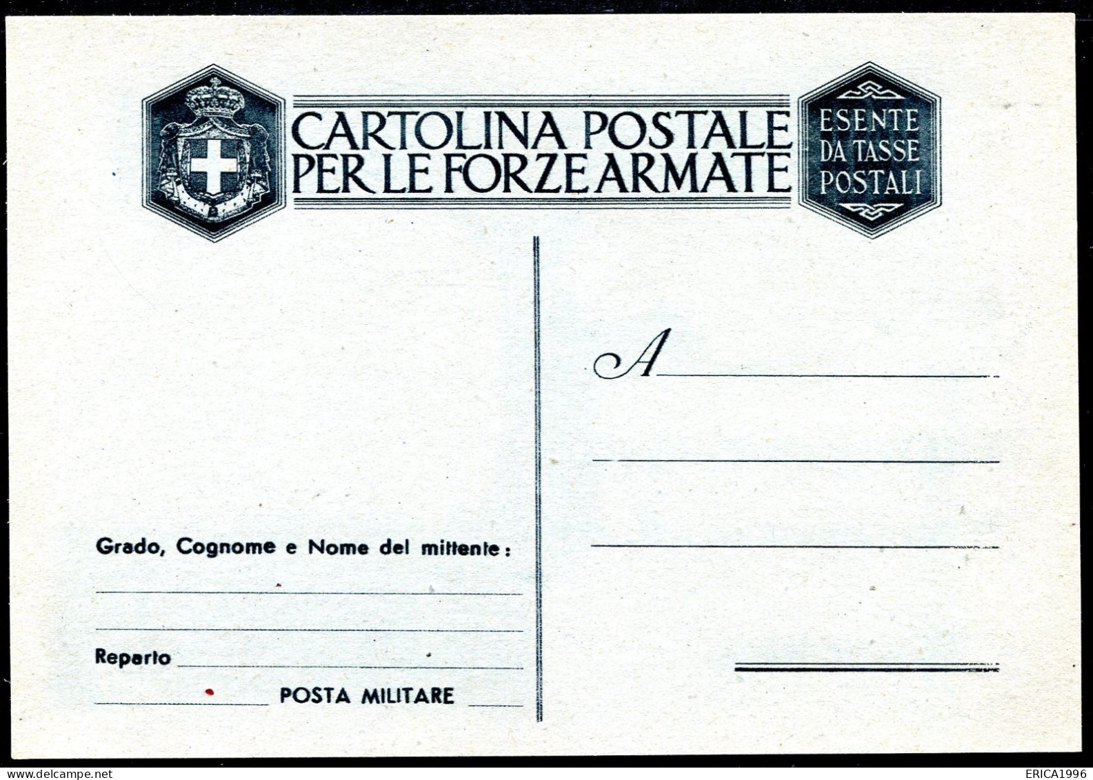 Z3590 ITALIA LUOGOTENENZA FRANCHIGIE 1944 Cartolina Postale Per Le Forze Armate (Filagrano F103) NUOVA, Valore Catalogo - Sonstige & Ohne Zuordnung