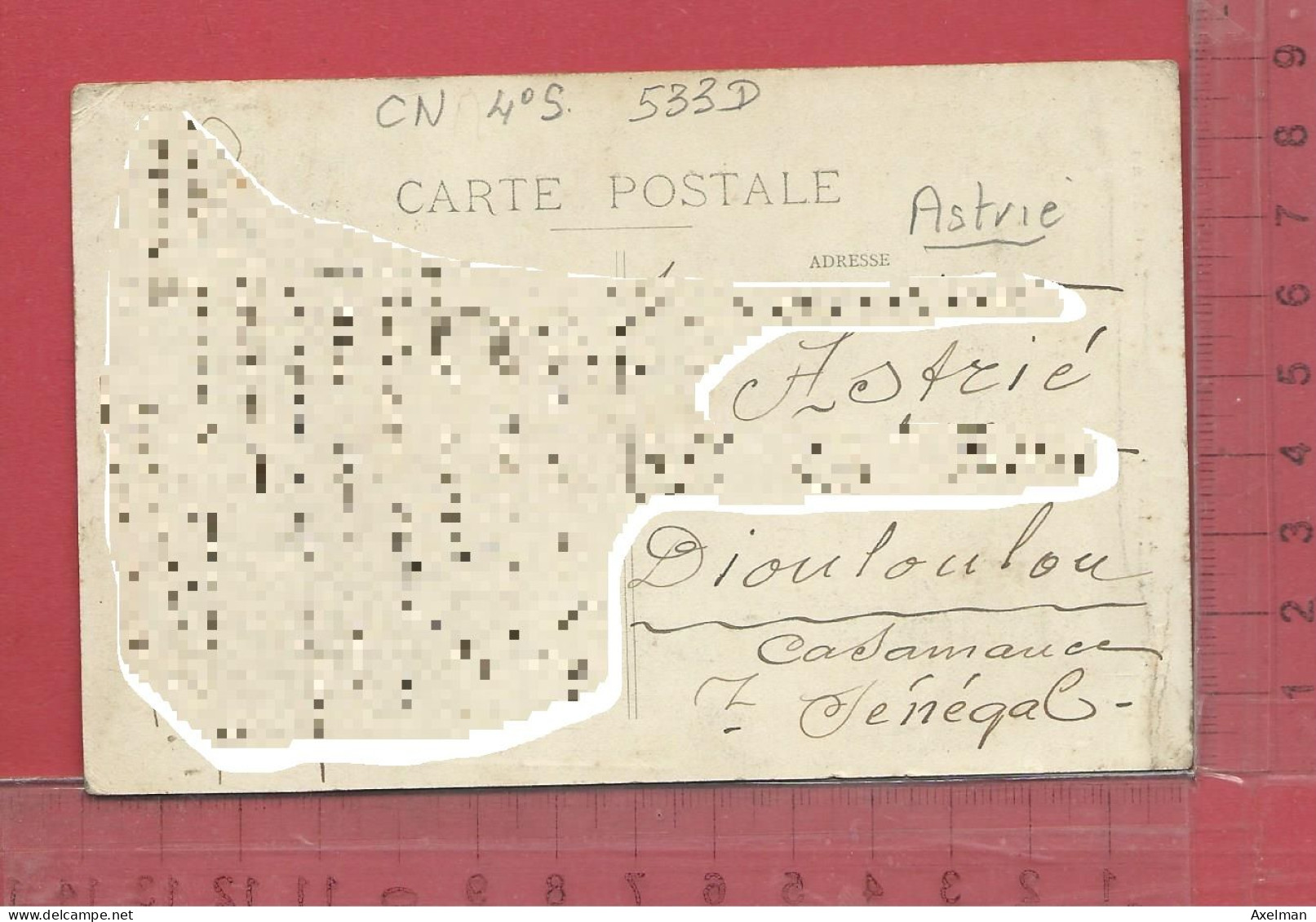 CARTE NOMINATIVE :  ASTRIE  ( S. Gle Feller ) à Diouboulou  Sénégal - Genealogie