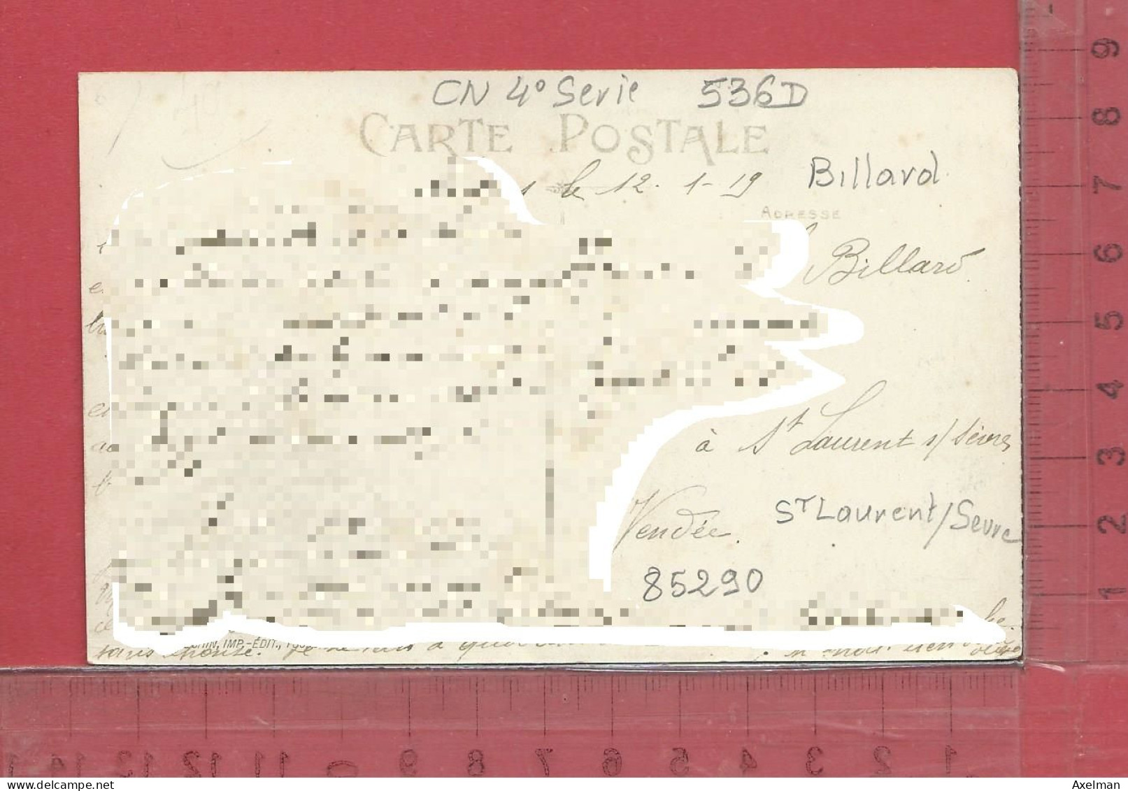 CARTE NOMINATIVE :  Militaria  BILLARD ( Sergent ) à Hopital Militaire  85290  Saint-Laurent-sur-Sévre - Genealogy