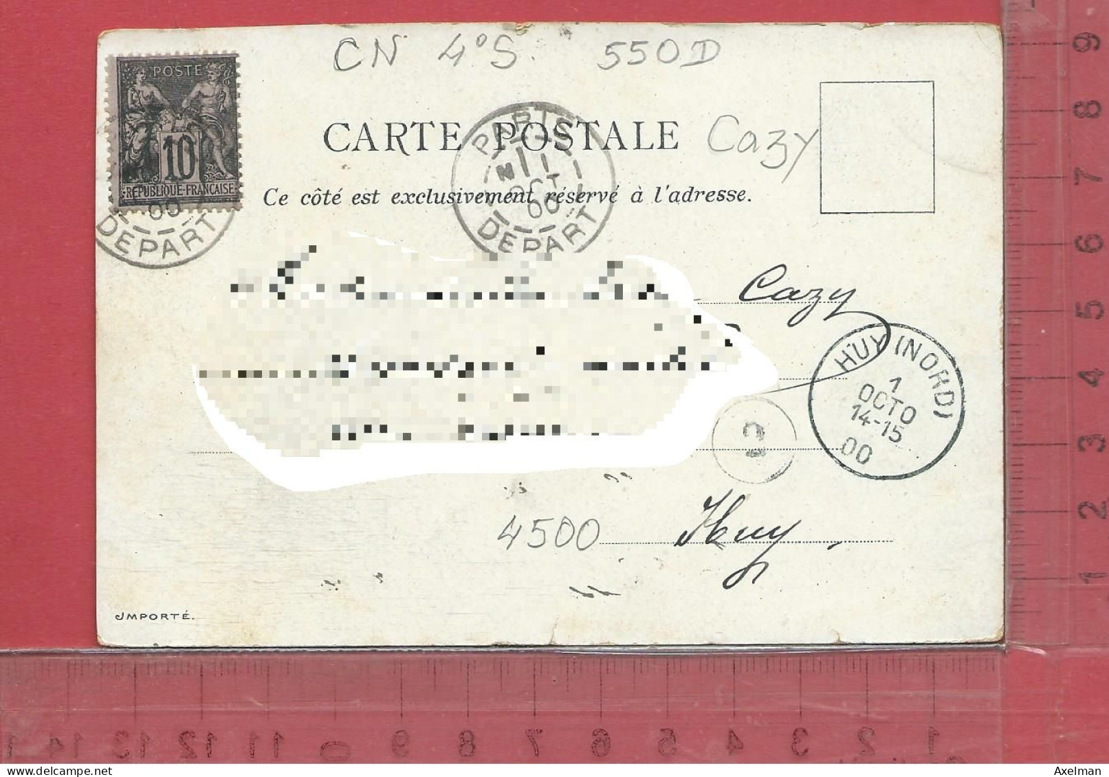 CARTE NOMINATIVE :  CAZY ( Chemiserie )  à  4500  Huy  Belgique - Genealogía