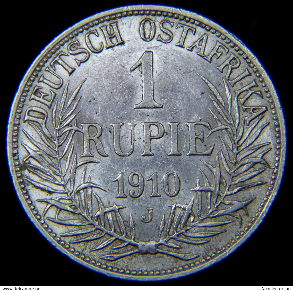 Germany East Africa 1 Rupee 1910 J *AU* Silver Rare Coin - German East Africa