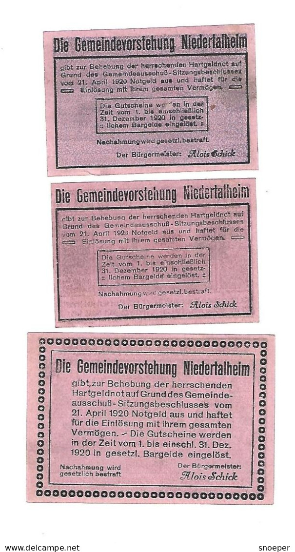 *notgeld   Austria  Niedertalheim Serie Compleet 672d - Autriche