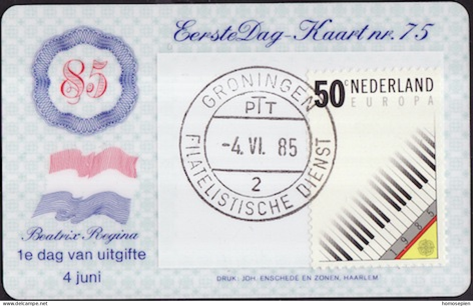 Pays Bas - Netherlands - Niederlande CPH 1985 Y&T N°1244 - Michel N°1274 - 50c EUROPA - Carte Philatélique - Maximum Cards