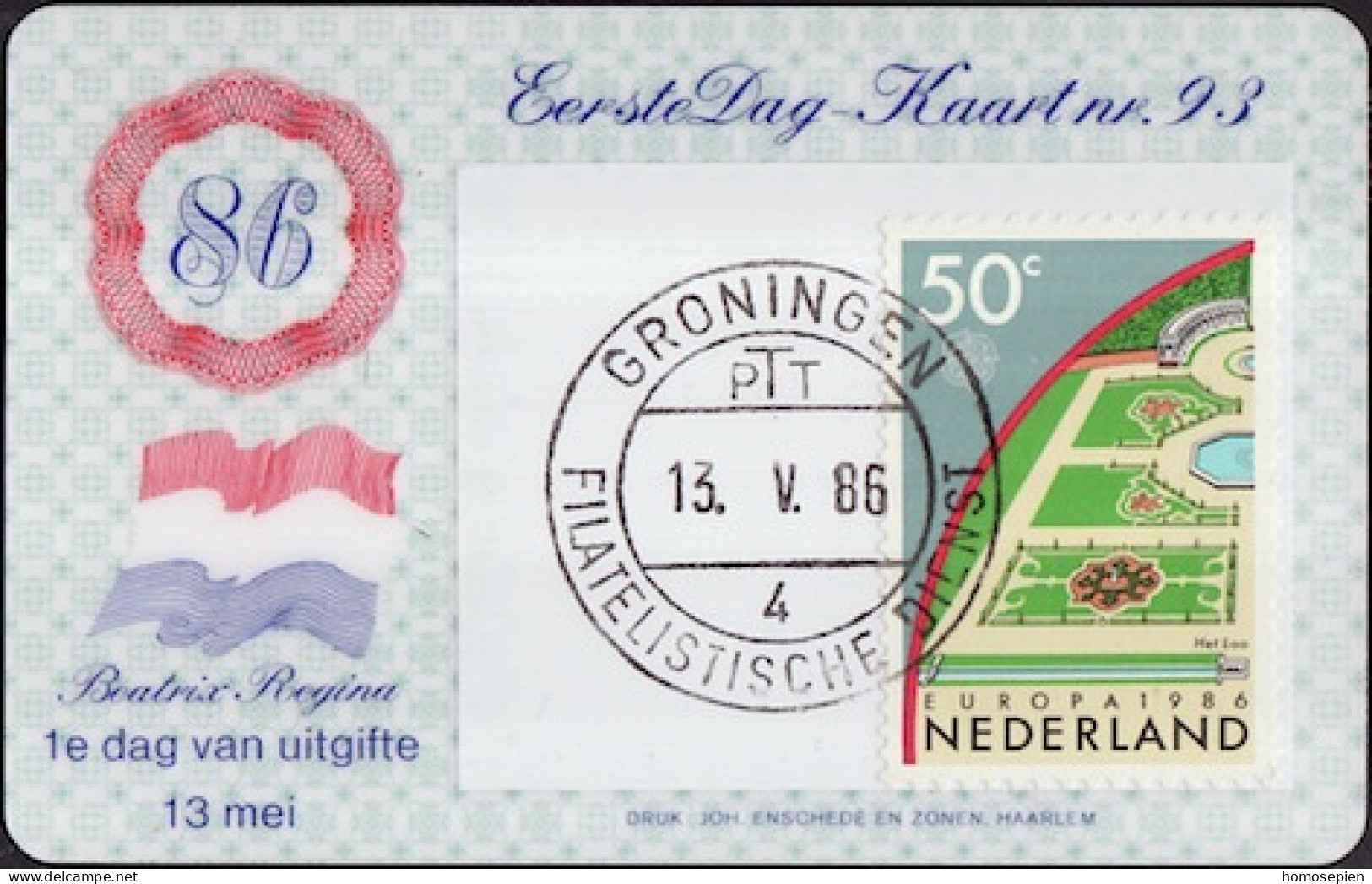 Pays Bas - Netherlands - Niederlande CPH 1986 Y&T N°1262 - Michel N°1292 - 50c EUROPA - Carte Philatélique - Cartoline Maximum