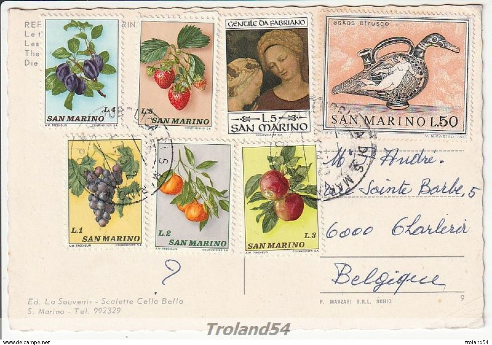 CP, 7 Timbres San Marino - Storia Postale