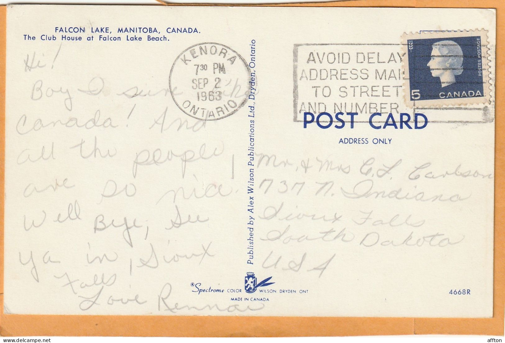 Falcon Lake Manitoba Canada Old Postcard - Autres & Non Classés