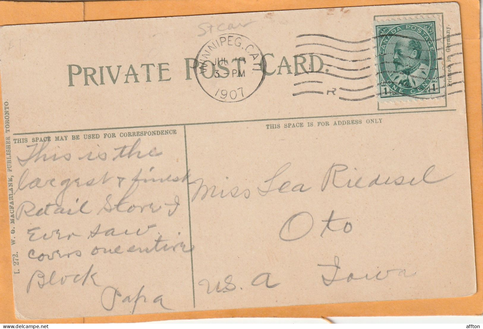 T Eaton Co Winnipeg Manitoba Canada Old Postcard - Winnipeg