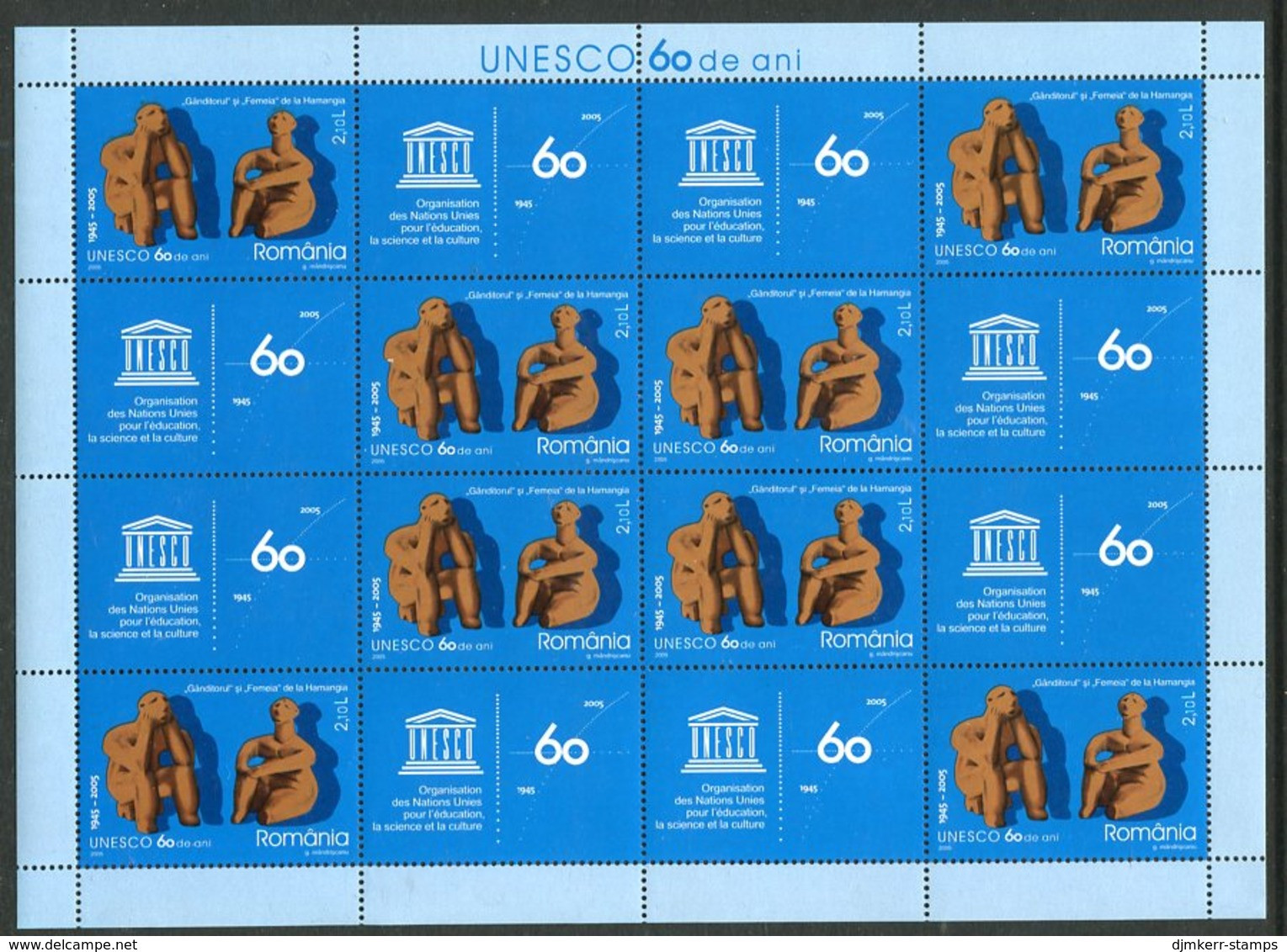 ROMANIA 2005 UNESCO 60th Anniversary Sheetlet MNH / **.  Michel 6005Kb - Unused Stamps