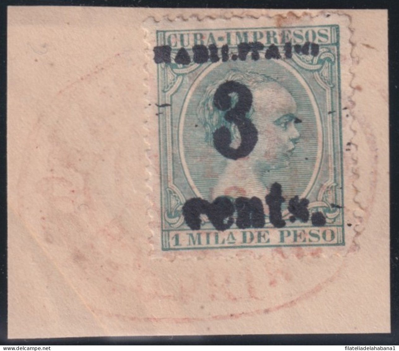 1899-657 CUBA US OCCUPATION 1899 3c S. 1ml. 5º ISSUE. PUERTO PRINCIPE PHILATELIC FORGUERY FALSO FILATELICO. - Usati