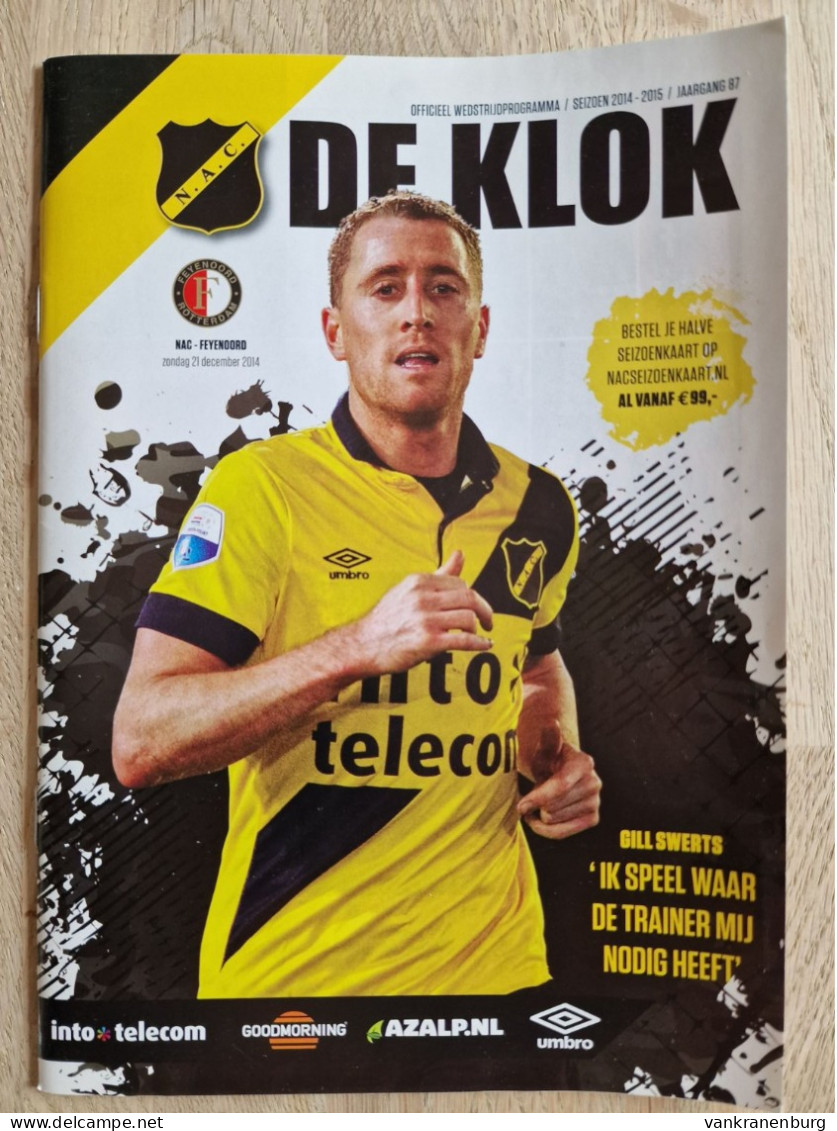 Programme NAC Breda - Feyenoord - 21.12.2014 - Eredivisie - Holland - Programm - Football - Poster Joeri De Kamps - Libros