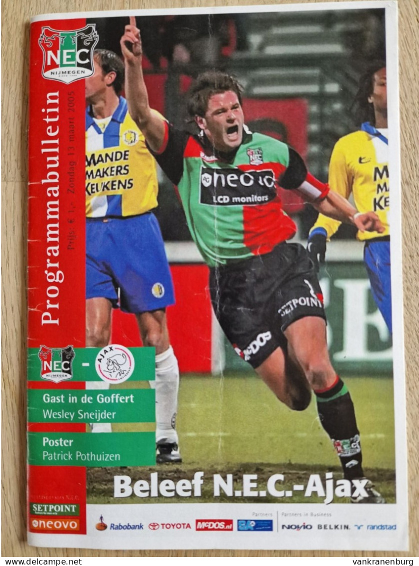 Programme NEC Nijmegen - Ajax - 13.3.2005 - Eredivisie - Holland - Programm - Football - Poster Patrick Pothuizen - Boeken